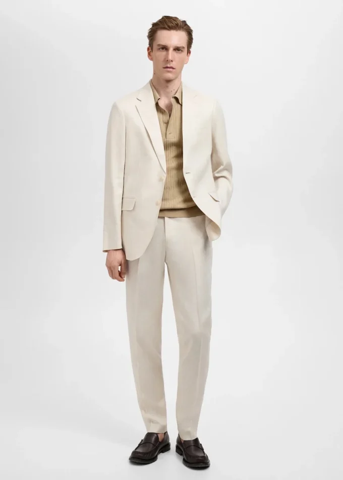 Pantalon de costume slim 100 % lin Amalfi Pantalon de costume slim 100 % lin Amalfi