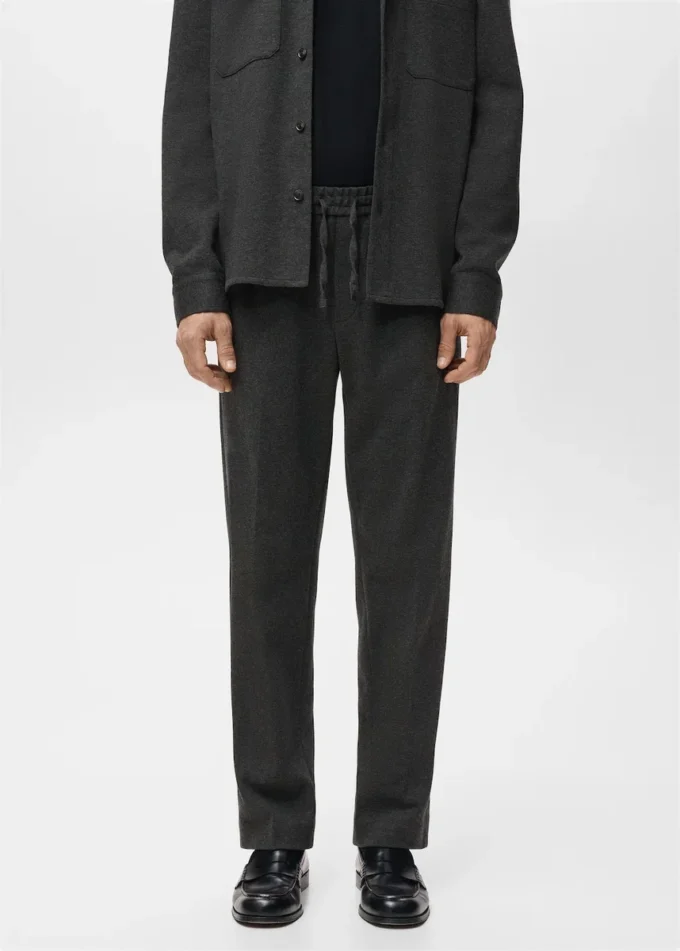 Pantalon de jogging en flanelle avec cordon de serrage Pantalon de jogging en flanelle avec cordon de serrage