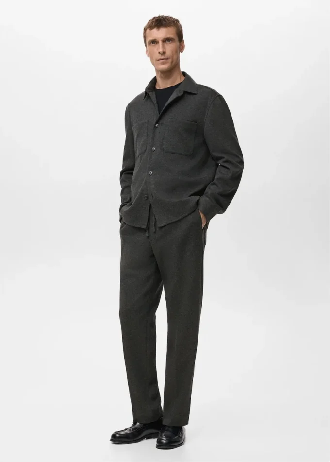 Pantalon de jogging en flanelle avec cordon de serrage Pantalon de jogging en flanelle avec cordon de serrage