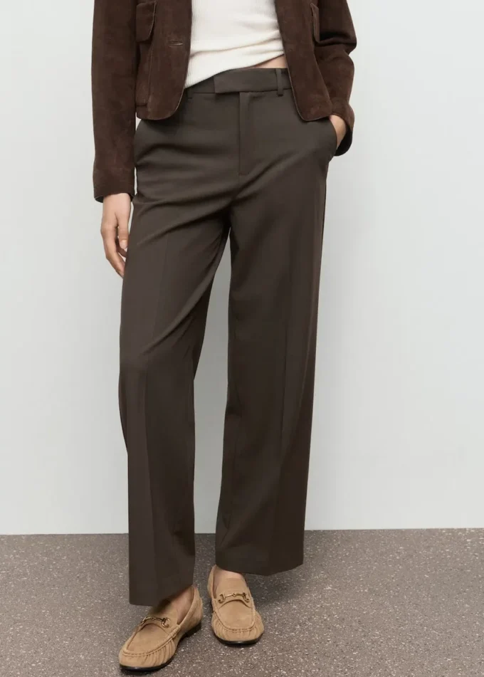 Pantalon droit court taille moyenne Pantalon droit court taille moyenne