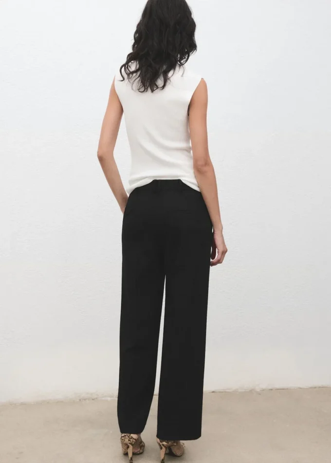 Pantalon droit court taille moyenne Pantalon droit court taille moyenne