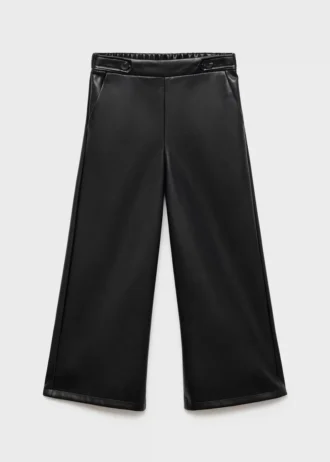 Pantalon droit effet cuir