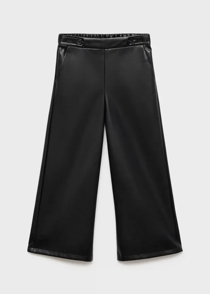 Pantalon droit effet cuir