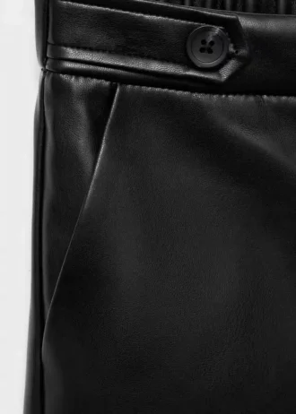 Pantalon droit effet cuir