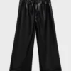 Pantalon droit effet cuir