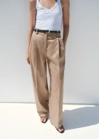 Pantalon droit en coton à pinces