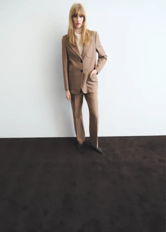 Pantalon droit en laine mélangée