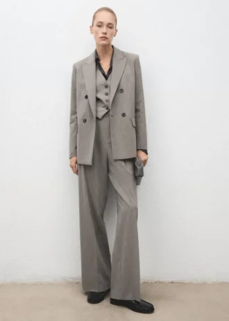 Pantalon droit en laine mélangée
