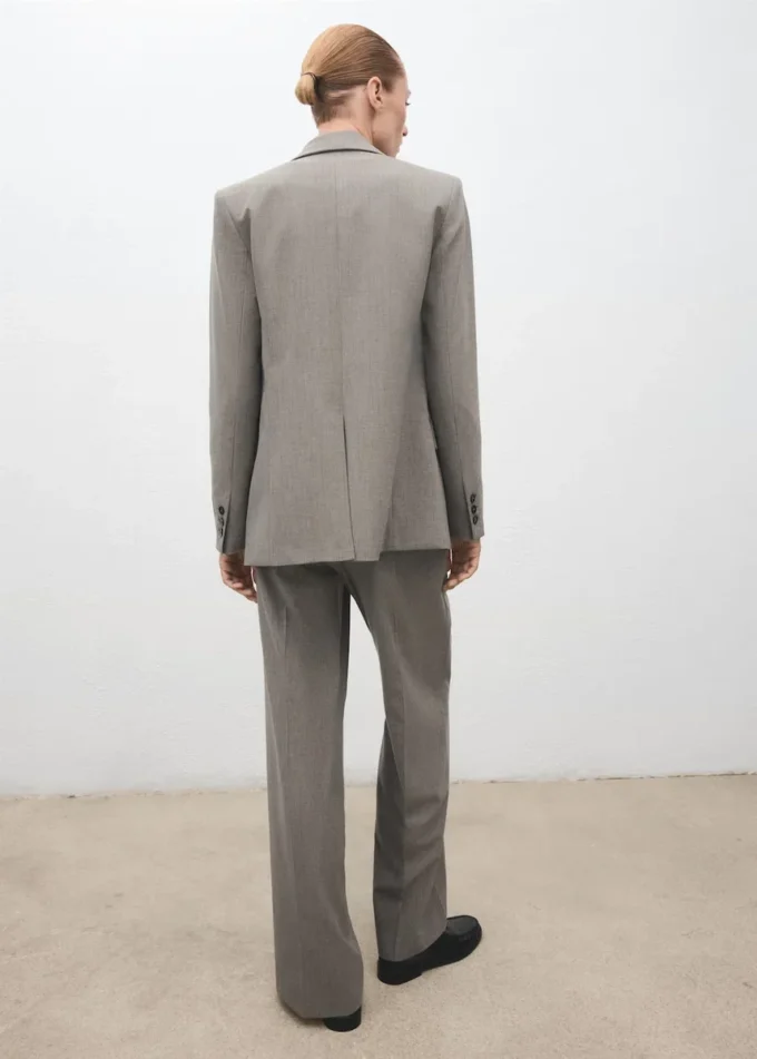 Pantalon droit en laine mélangée Pantalon droit en laine mélangée