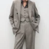 Pantalon droit en laine mélangée Pantalon droit en laine mélangée
