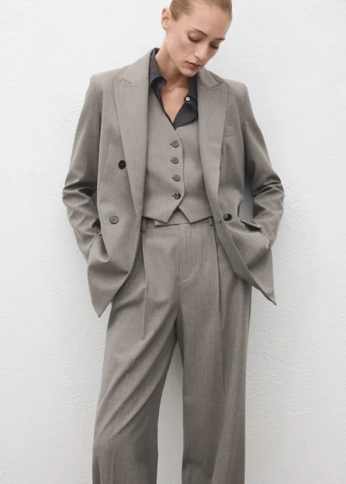 Pantalon droit en laine mélangée Pantalon droit en laine mélangée