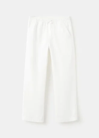 Pantalon droit en lin mélangé