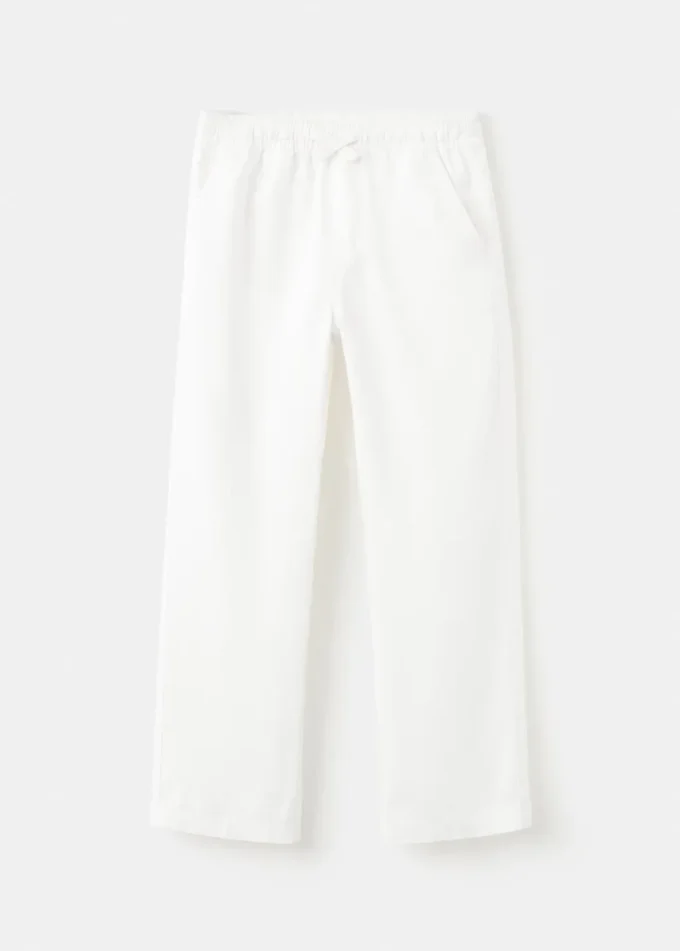Pantalon droit en lin mélangé Pantalon droit en lin mélangé