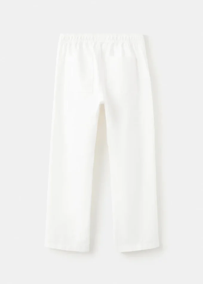Pantalon droit en lin mélangé Pantalon droit en lin mélangé