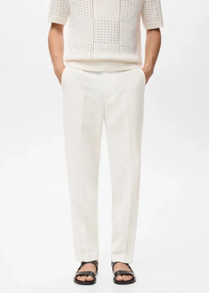 Pantalon droit en mélange de lin et de lyocell Pantalon droit en mélange de lin et de lyocell