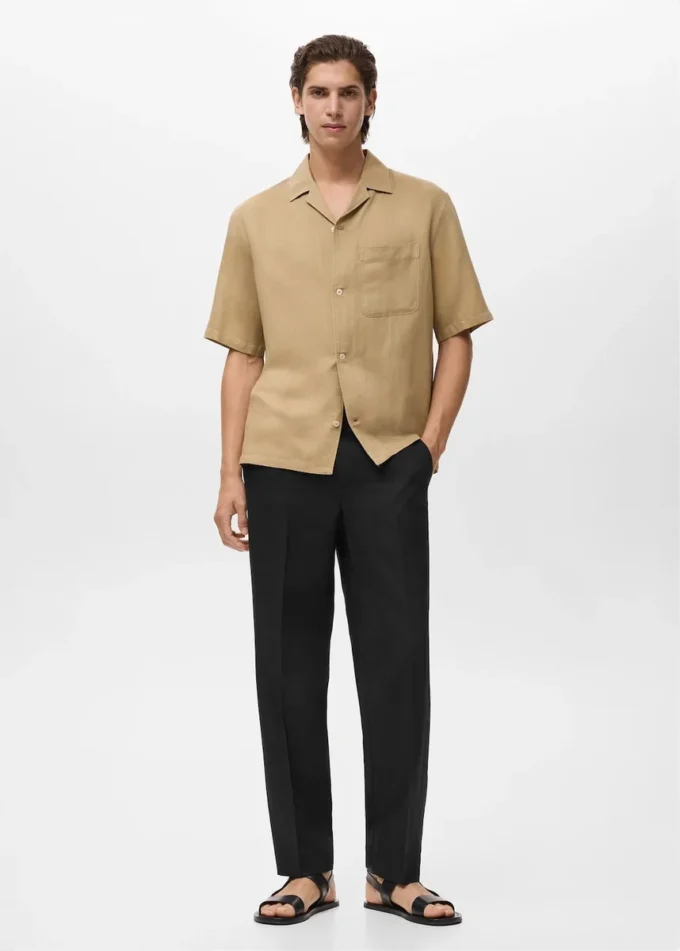 Pantalon droit en mélange de lin et de lyocell Pantalon droit en mélange de lin et de lyocell