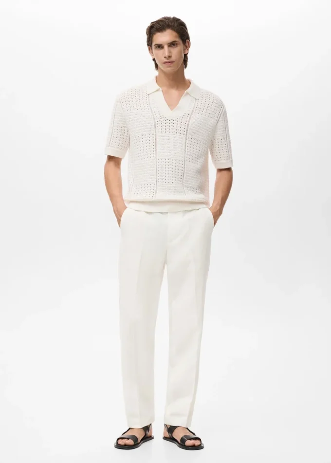 Pantalon droit en mélange de lin et de lyocell Pantalon droit en mélange de lin et de lyocell