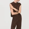 Pantalon droit à imprimé floral jacquard Pantalon droit à imprimé floral jacquard