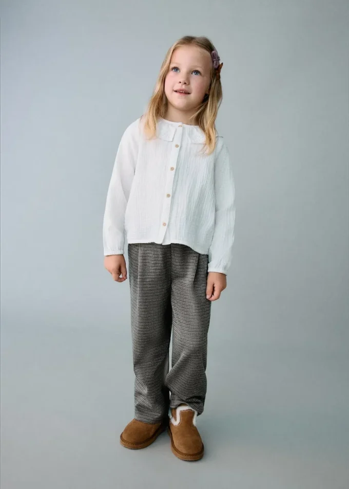 Pantalon droit à motif pied-de-poule Pantalon droit à motif pied-de-poule