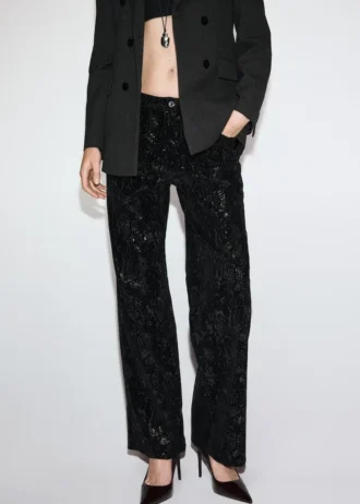 Pantalon droit à paillettes