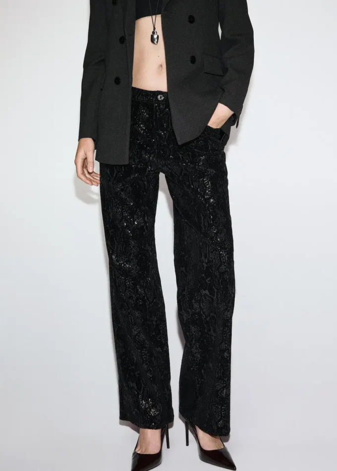 Pantalon droit à paillettes