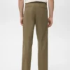 Pantalon droit à pinces en coton et lyocell