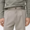 Pantalon droit à pinces en coton et lyocell