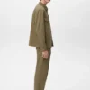 Pantalon droit à pinces en coton et lyocell