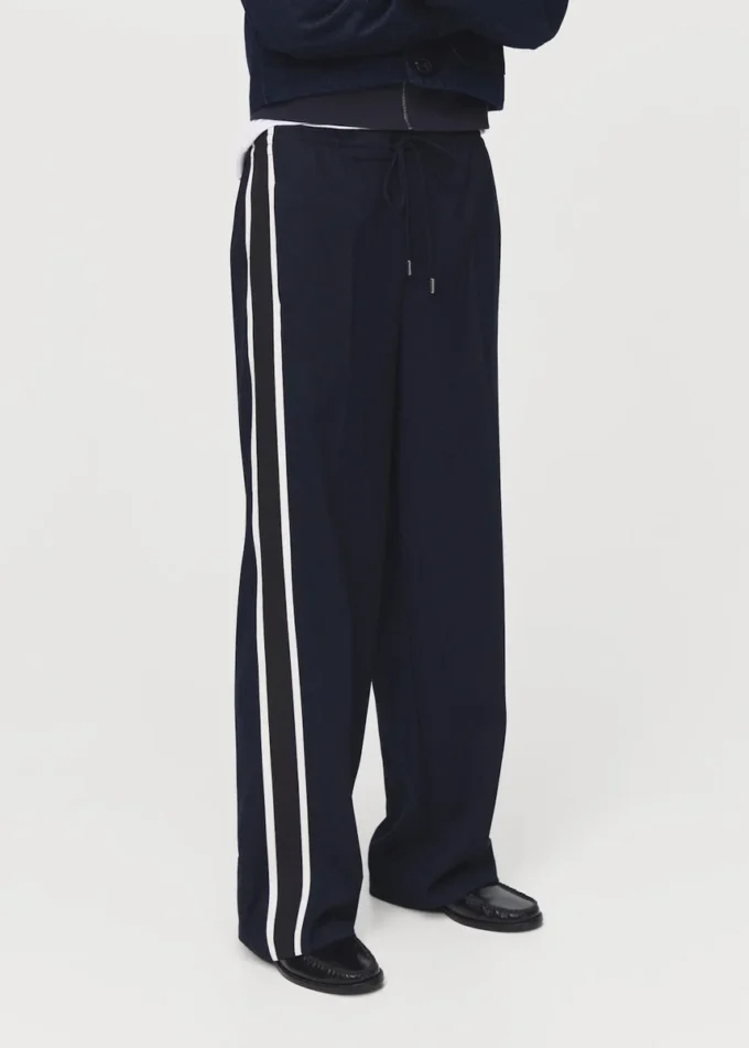 Pantalon droit à rayures contrastées