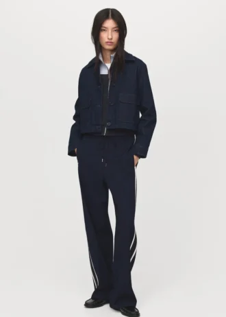 Pantalon droit à rayures contrastées