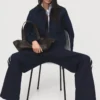 Pantalon droit à rayures contrastées