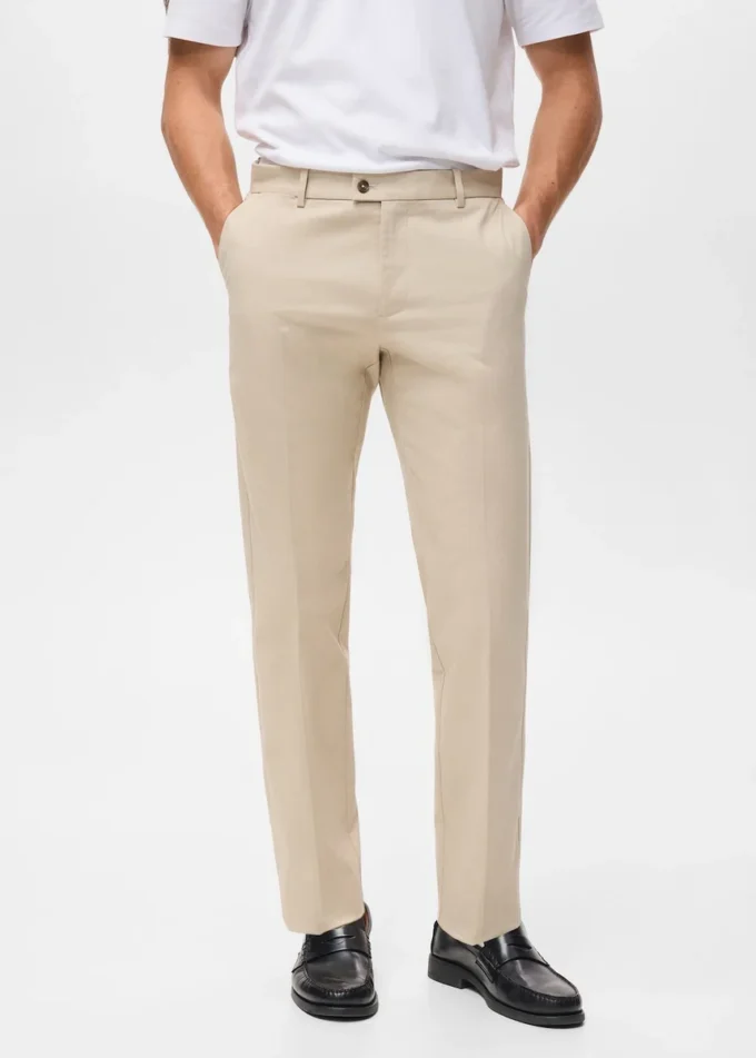 Pantalon en coton à coupe régulière Pantalon en coton à coupe régulière