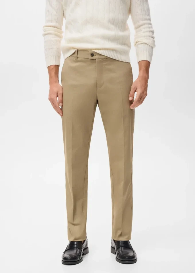 Pantalon en coton à coupe régulière Pantalon en coton à coupe régulière