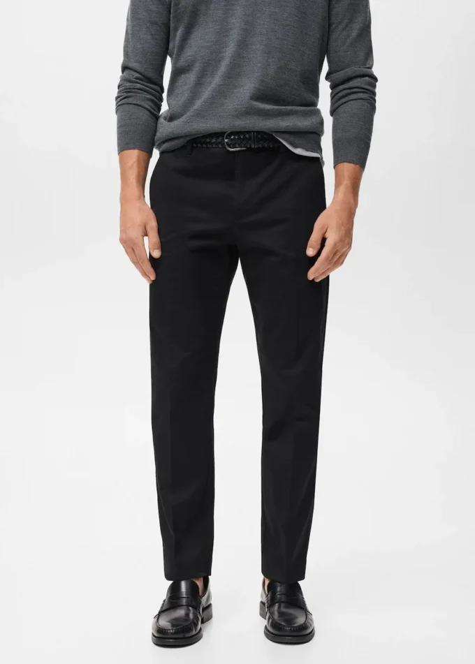 Pantalon en coton à coupe régulière Pantalon en coton à coupe régulière
