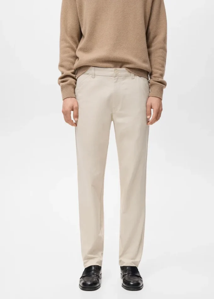 Pantalon en coton à coupe régulière Pantalon en coton à coupe régulière