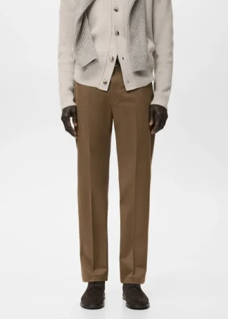 Pantalon en coton à coupe régulière Pantalon en coton à coupe régulière