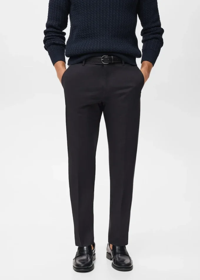 Pantalon en coton à coupe régulière Pantalon en coton à coupe régulière