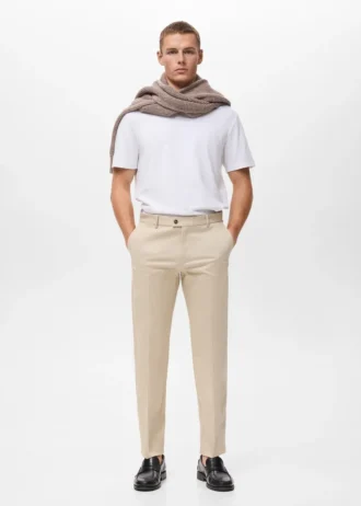 Pantalon en coton à coupe régulière