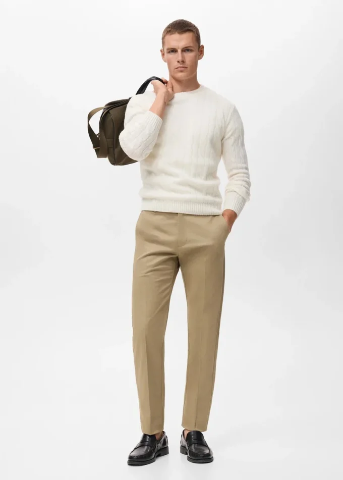 Pantalon en coton à coupe régulière Pantalon en coton à coupe régulière