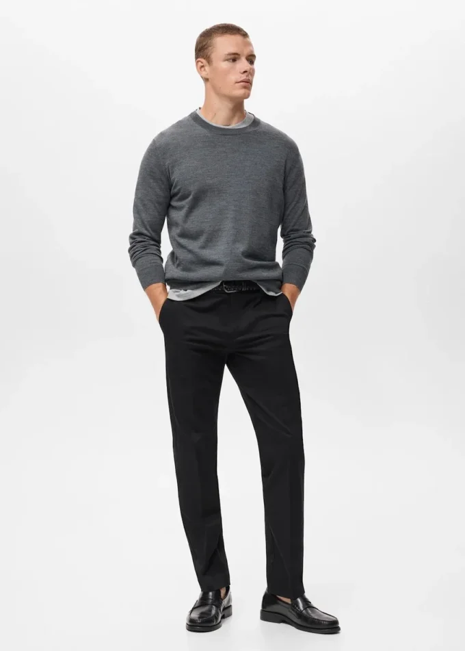 Pantalon en coton à coupe régulière Pantalon en coton à coupe régulière