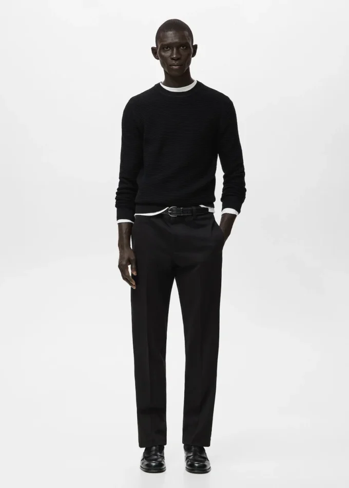 Pantalon en coton à coupe régulière Pantalon en coton à coupe régulière
