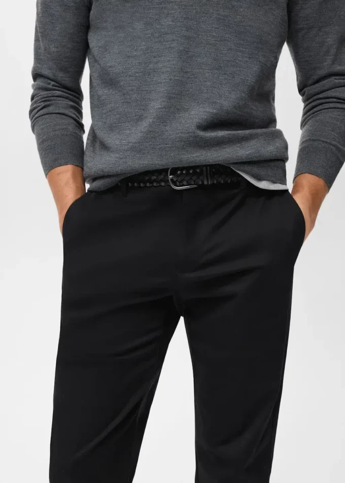 Pantalon en coton à coupe régulière Pantalon en coton à coupe régulière