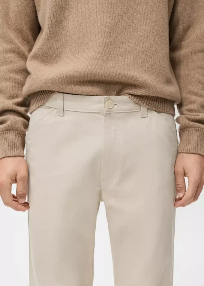 Pantalon en coton à coupe régulière Pantalon en coton à coupe régulière