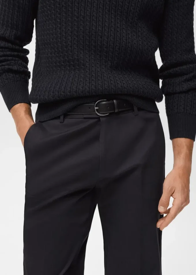 Pantalon en coton à coupe régulière Pantalon en coton à coupe régulière