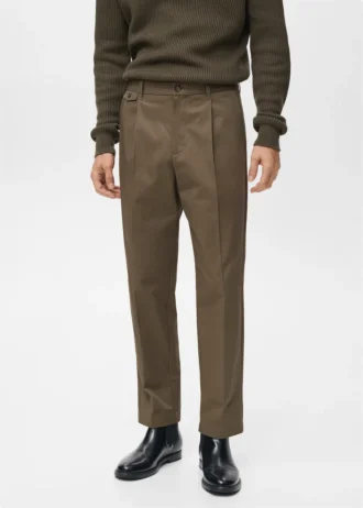 Pantalon en coton à pinces, coupe classique Pantalon en coton à pinces, coupe classique