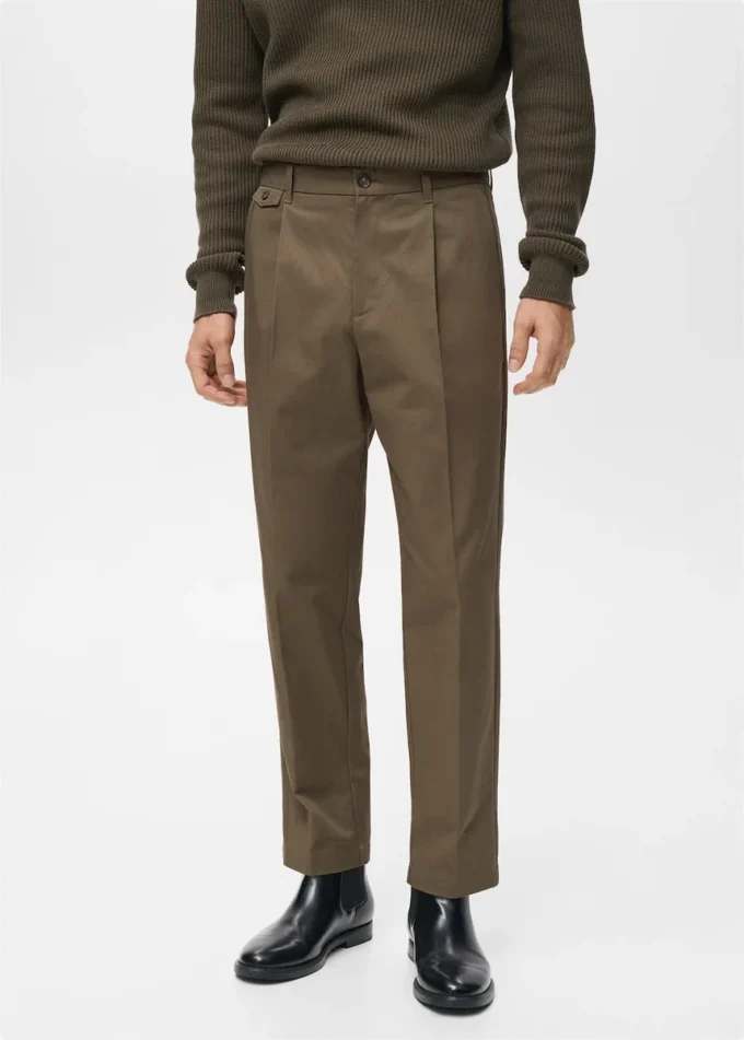 Pantalon en coton à pinces, coupe classique Pantalon en coton à pinces, coupe classique