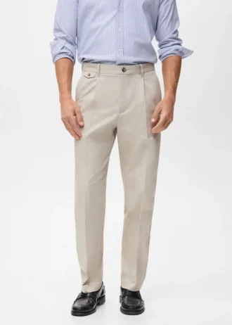 Pantalon en coton à pinces, coupe classique Pantalon en coton à pinces, coupe classique