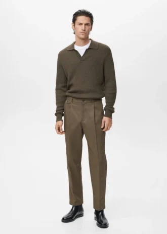 Pantalon en coton à pinces, coupe classique Pantalon en coton à pinces, coupe classique