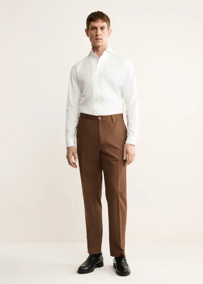Pantalon en coton à pinces, coupe classique Pantalon en coton à pinces, coupe classique