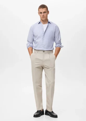 Pantalon en coton à pinces, coupe classique Pantalon en coton à pinces, coupe classique